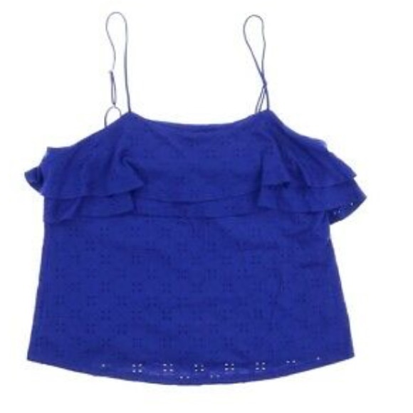Harlowe & Graham Blue Eyelet Flutter Cami Top Size XS - Picture 3 of 12